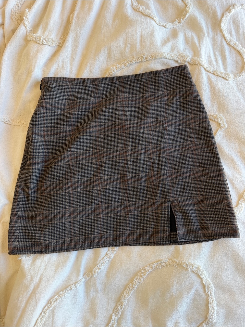 Old Navy Plaid Mini Skirt in Brown and Black with Front Slit